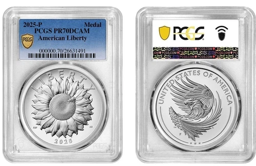 2025 P Silver American Liberty Medal PCGS PR70DCAM Gold Shield