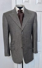 Superb Valentino Boutique Chalk Stripes Peak Lapel Men Jacket Blazer 40 R Flaw