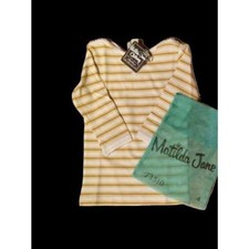 NEW Matilda Jane girl shirt 4 Dandelion tee yellow ivory stripe Wonderful parade