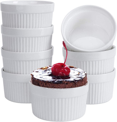 Ramekins 6 Oz Set of 8, Creme Brulee Ramekins, Souffle Dishes, Oven Safe Porcela