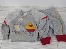 Vintage Disney Winnie The Pooh Fishing Sweatsuit Toddler Outfit Heather Gray