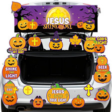 18Pcs Halloween Trunk or Treat Car Decorations Kit Religious Jesus Christian Pum