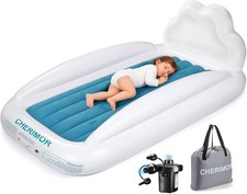 Toddler Air Mattress with Electric Pump, Inflatable Toddler Travel Bed with Safe