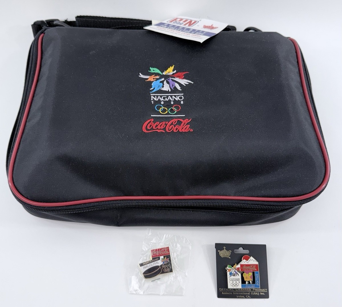 New Nagano 1998 Winter Olympics Official Pin Trading Bag w/Tag + New Nagano 1998 Winter Olympics Official Pin Trading Bag w/Tag +