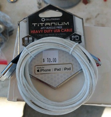 CELLTRONIX TITANIUM HEAVY DUTY  CABLE--FOR APPLE iPOD-iPHONE--iPAD