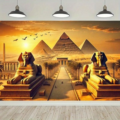 8x6ft Ancient Civilization Glory Backdrop Banner - Vibrant Egyptian Pyramids & S