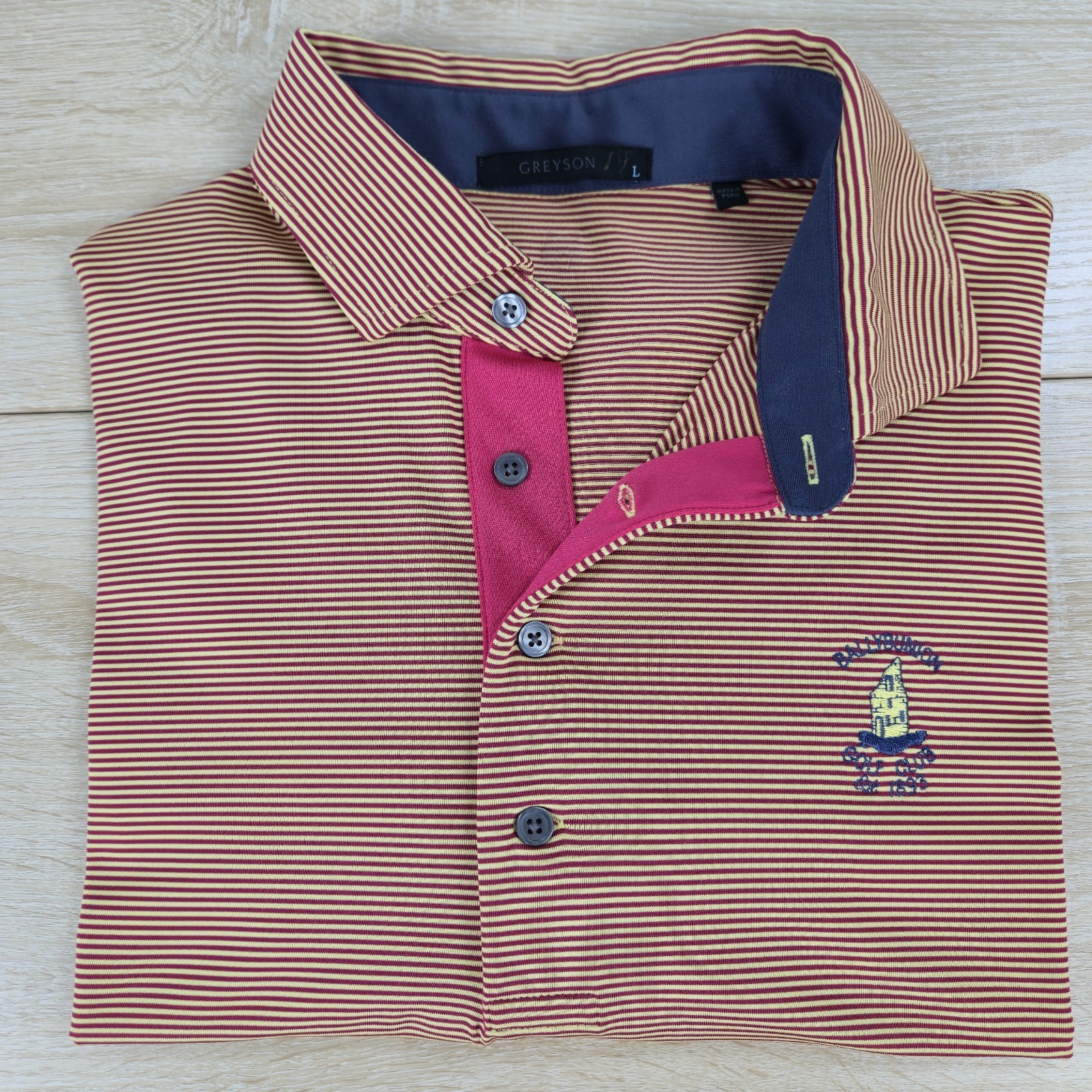 Men's L Greyson Ballybunion Golf Club Top 100 Striped Performance Polo Shirt