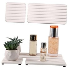 Set of 4 Bathroom Vanity Tray, Quick-Dry Diatomite Kitchen Tray with Non White