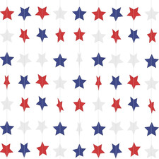 Patriotic Star Garland Banner Streamers Red White and Blue - 59 FT 6 Strands - P