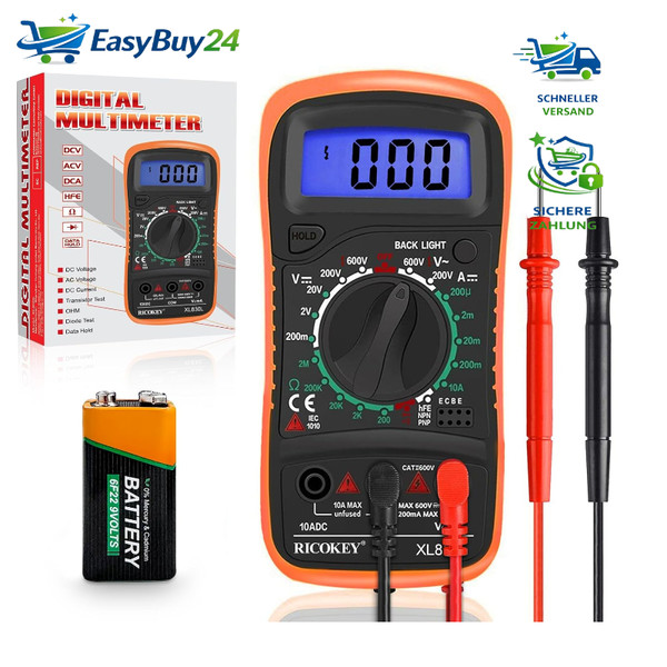 Digitalmultimeter SpannungsprüFer Ac/Dc Ohm Volt Ampere MessgeräT Mit Lcd-image