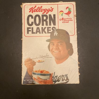 1982 Kellogg s Corn Flakes Box   Fernando Valenzuela   Dodgers   Fernandomania!