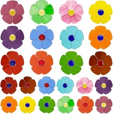 24 Pcs Stained Glass Flower Mosaic Tiles   12 Transparent Colors, Large  Small