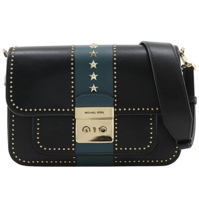 Michael Kors Sloan Editor Studs 30F8GS9L3Y Shoulder Bag Leather Black #NB008