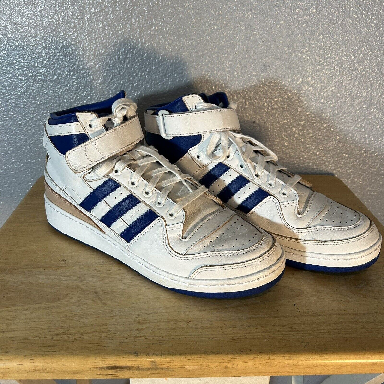 Adidas Forum Mid Blue white Size 11 leather retro 80s | eBay