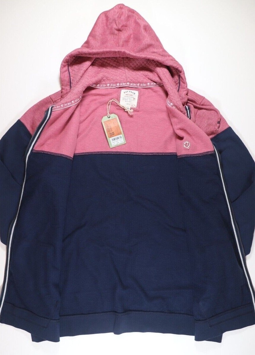 FAT FACE BURLEY CUT AND SEW MEN FLEECE FULL ZIP HOODIE - BLUSHED RED 2XL  TALL | eBay