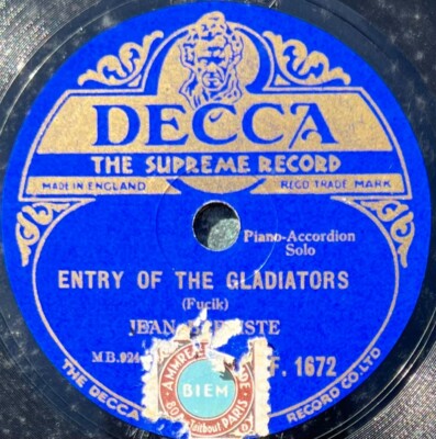 Jean Baptiste: Restless fingers / Entry of the gladiators 78 rpm DECCA F. 1672