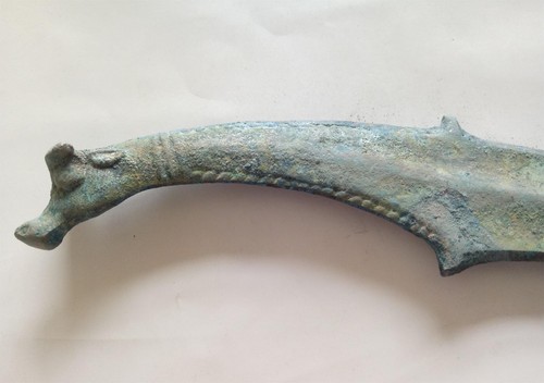 Old Dynasty Chinese War Period Solider weaponry Animal head dagger Bronze Sword - Picture 6 of 9
