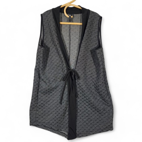 Taking Shape Womens Grey Black Taking Shape Kimono Textured Vest Plus Size L - 第 1/9 張圖片
