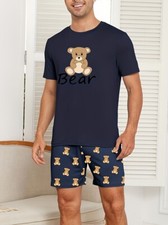 Men's 2PC Comfort Print Short Sleeve/Short Leg Pajama Set Loungewear Nightwear