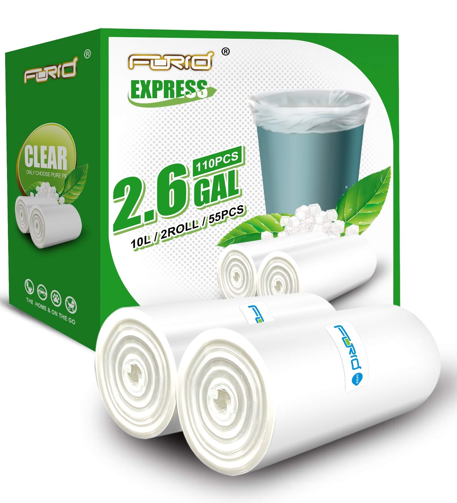 Small Clear Trash Bags 2.6 Gallon Garbage Bags Wastebasket Bin Liners 110 Cou...