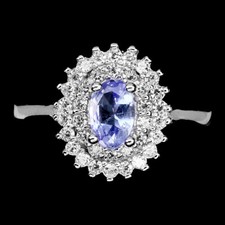 925 Sterling Silver Ring Oval Blue Tanzanite 6x4mm Simulated Cz Gemstone Jewelry