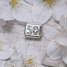 50 Number Birthday CHARM Compatible with Italian modular stretch bracelets 9 mm