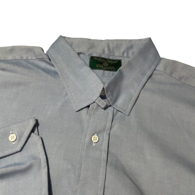 Tom James XL Blue Button Down Snap Collar Mens Shirt