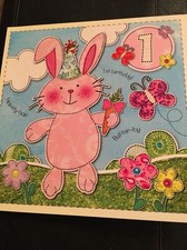 Age 1 Bunny Birthday Card Flutter-By Wishing You A Very Special 1st Birthday