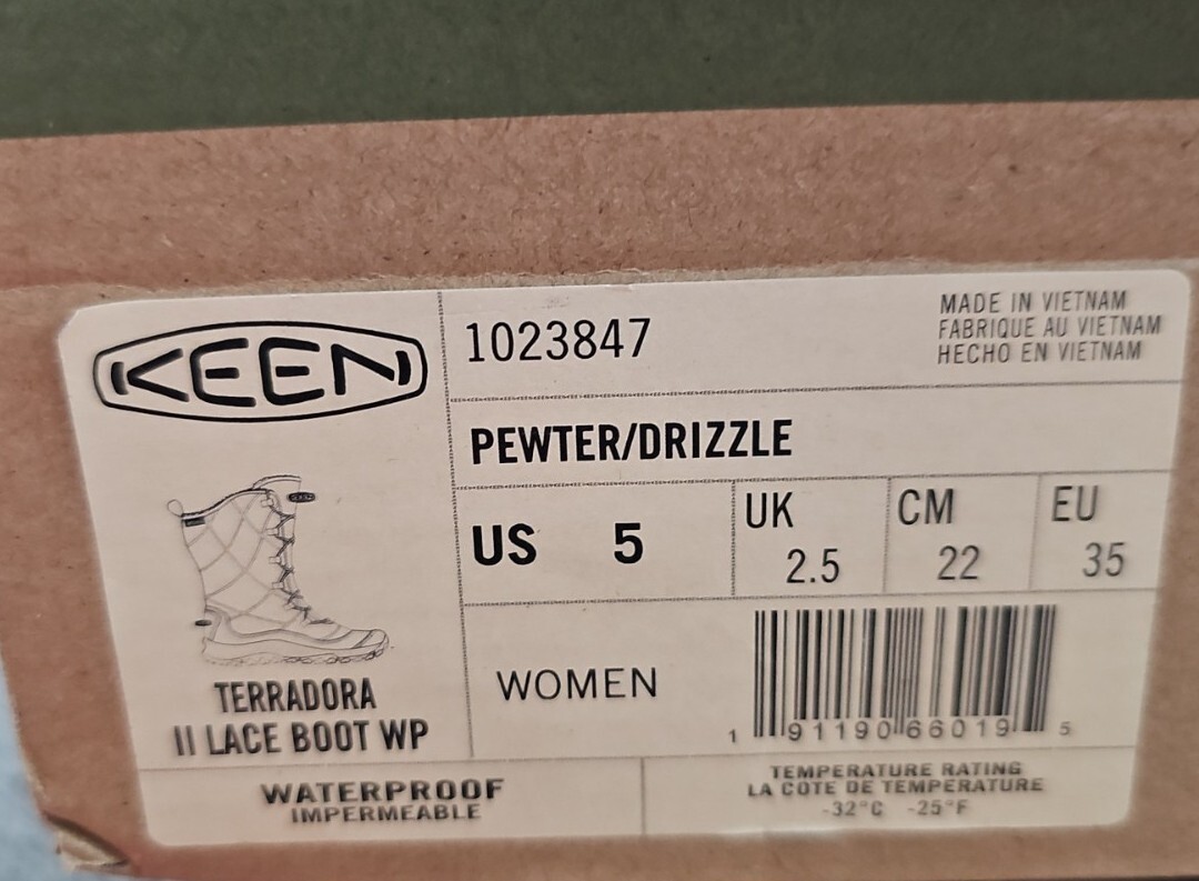 KEEN Terradora II Stivali Donna In Pizzo Impermeabili Peltro US 5 NUOVI CTRL $170