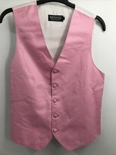 Doni Barassi Men's Polyester V Neck Sleeveless 5 Button Pink Tuxedo Vest Size S