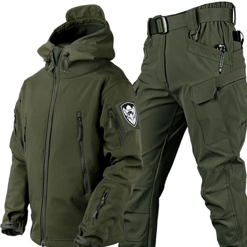 Hombre Outdoor Combat Impermeable, Cálido Capucha Chaqueta Abrigo con Pantalones Set-S-4X - Imagen 15 de 15