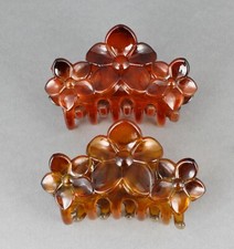 Brown hair clips plumeria flower barrette jaw claw clamp set of 2 Small