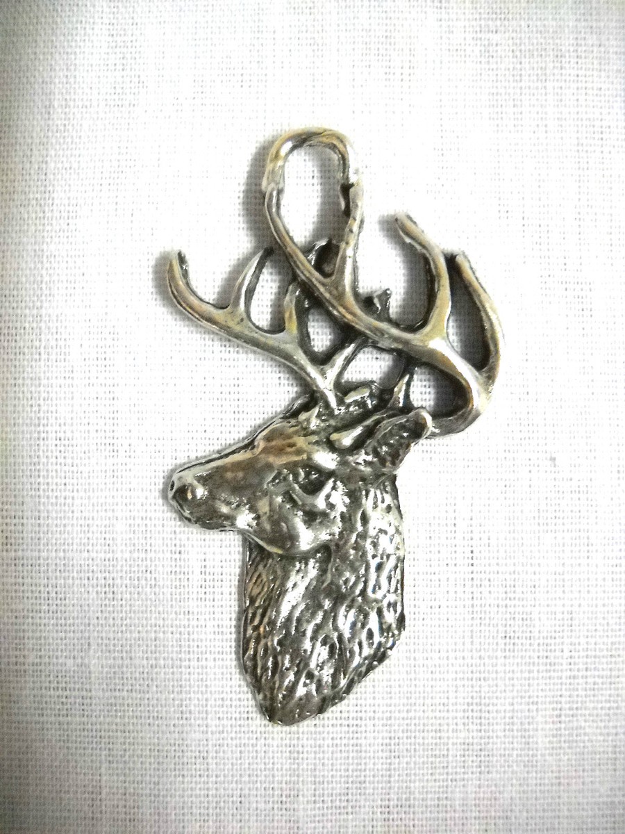 Deer Trophy 8 Point Buck Sterling Silver Charm - Made in the USA Deer Trophy 8 Point Buck Sterling Silver Charm - Made in the USA