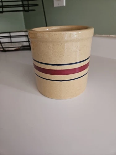 Vintage RRP Pottery Crock Stripes USA Primitive Farmhouse Americana Roseville OH