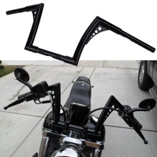 Chrome/Black Ape Hanger 1 1/4" Handlebar 10" Rise For Harley Softail FLST FXST