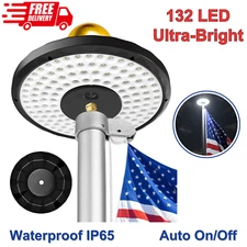 Flag Pole Light Solar Powered, 132 LED Ultra-Bright Flag Light 2600mA Waterproof