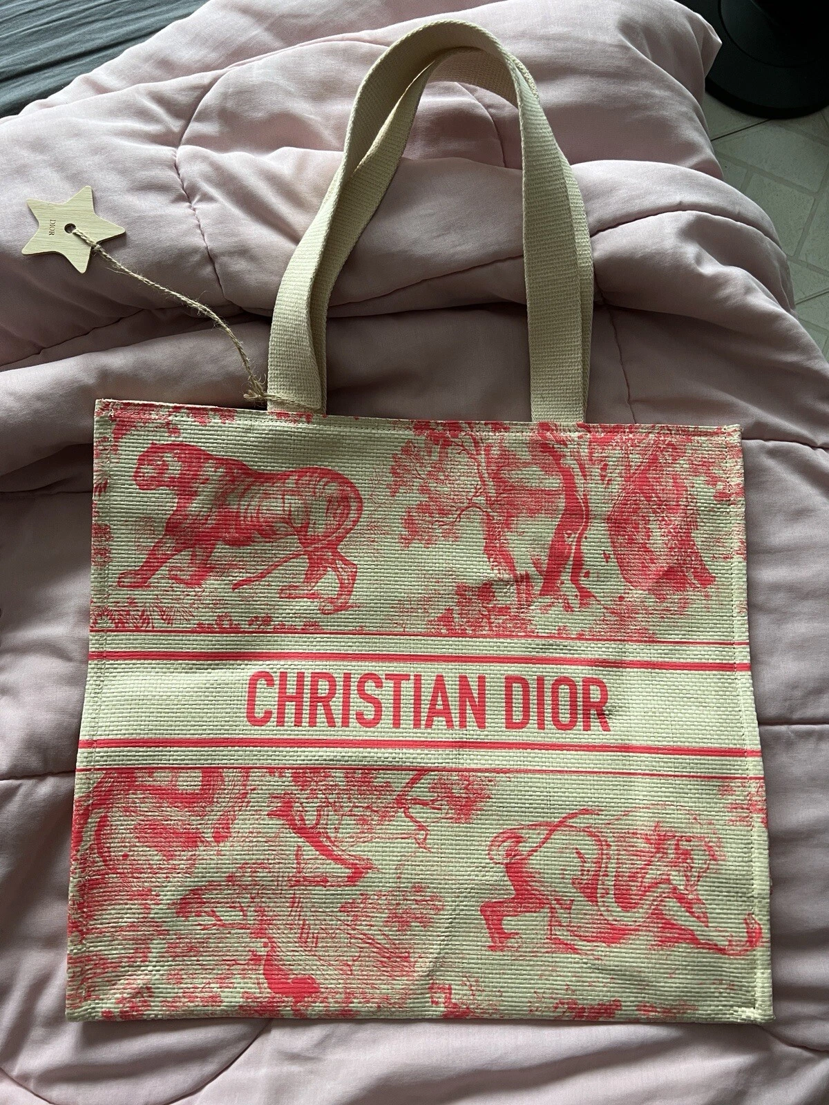 DIOR Dioriviera Été 2022 FOURRE TOUT DE PLAGE ROSE VIC CADEAU ÉTOILE EN BOIS CHARME NEUF !