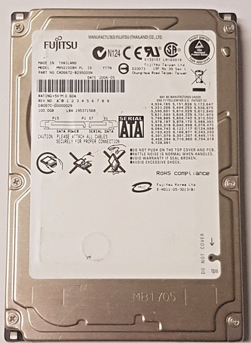 100 MB SATA Fujitsu MHV2100BH 5400rpm 8MB HDD 2.5" interne Festplatte