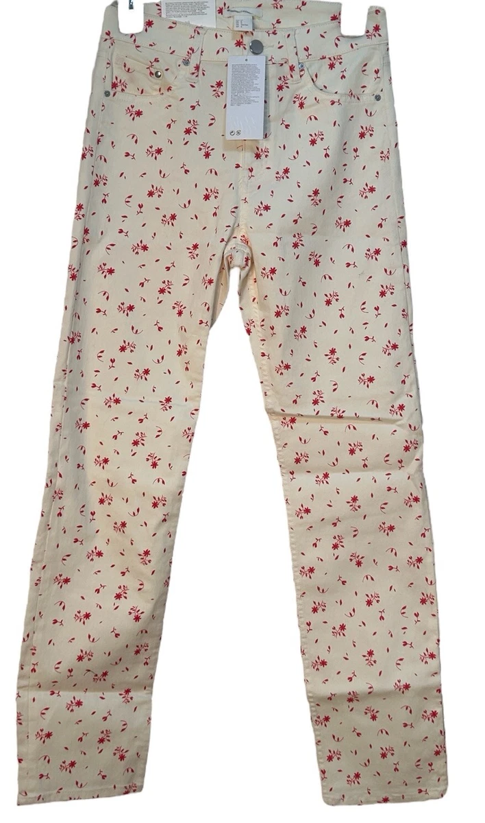 H&M S NUEVO Calce Ajustado Rojo Marfil Floral Pt Elástico Algodón Bl Super Elástico Decoración de Jardín