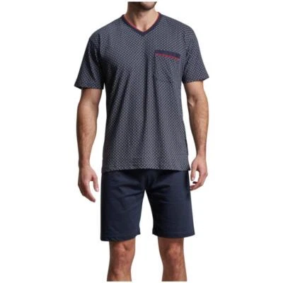 Götzburg Herren kurzer Schlafanzug Baumwolle Shorty Manhatten 1/2 Arm Pyjama - Bild 1 von 3