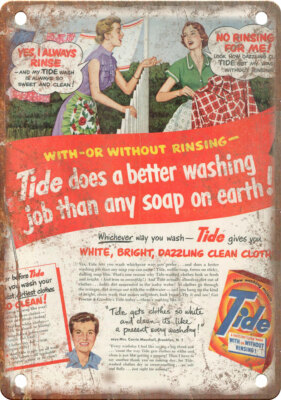 Tide Detergent Soap Vintage Laundry Ad 12'' x 9'' Reproduction Metal Sign ZF185