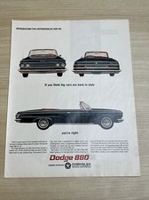 1964 Dodge Chrysler 880 Convertible 1963 Vintage Print Ad Life Magazine