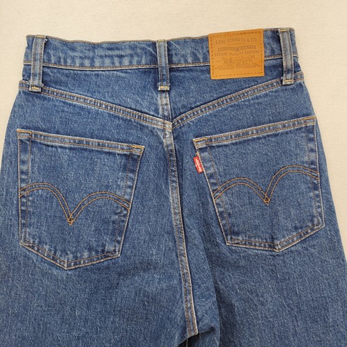 Levis Jeans Womens 27 Blue Ribcage Straight Button Fly Medium Wash Denim - Picture 4 of 12