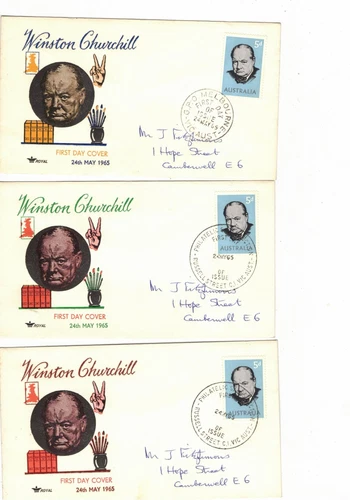 Australia 1965 Churchill on ROYAL FDCs      (3 Covers)