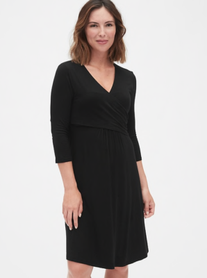 GAP Maternity Three-Quarter Sleeve Wrap Dress - True Black - S, M, L - NEW  | eBay