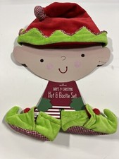 hallmark babys first christmas hat and bootie set red/green 0-12 months polyeste
