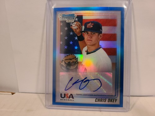 2010 BOWMAN CHROME CHRIS OKEY BLUE REFRACTOR USA #/99 AUTO ROOKIE RC SP - Picture 1 of 1