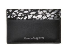 Alexander McQueen Leather Card Case in Leopard Print, Black/White
