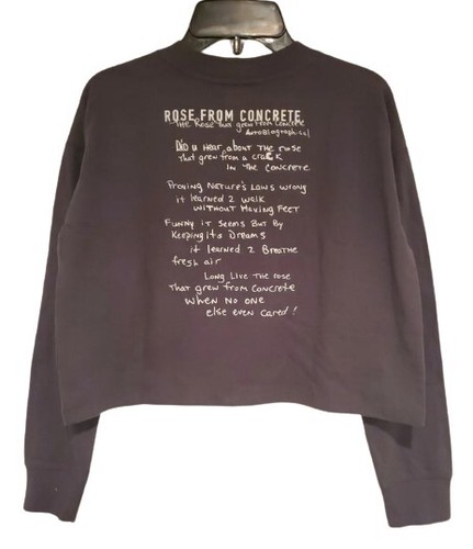 New 2Pac Tupac Shakur Rose from Concrete Juniors Teen Size 12 Cropped Tee - Picture 5 of 6