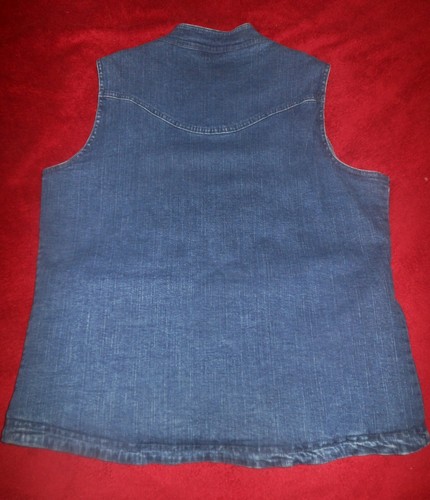 Cabela's denim vest Flannel lined Women's sz Large Zipper front Excellent cond - Picture 6 of 6